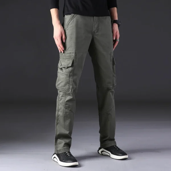 Mens Cargo Pants Men Overalls Green Gray Cotton Men Loose Multi-Pockets Straight fit Men's Casual Trousers Homme Full Length