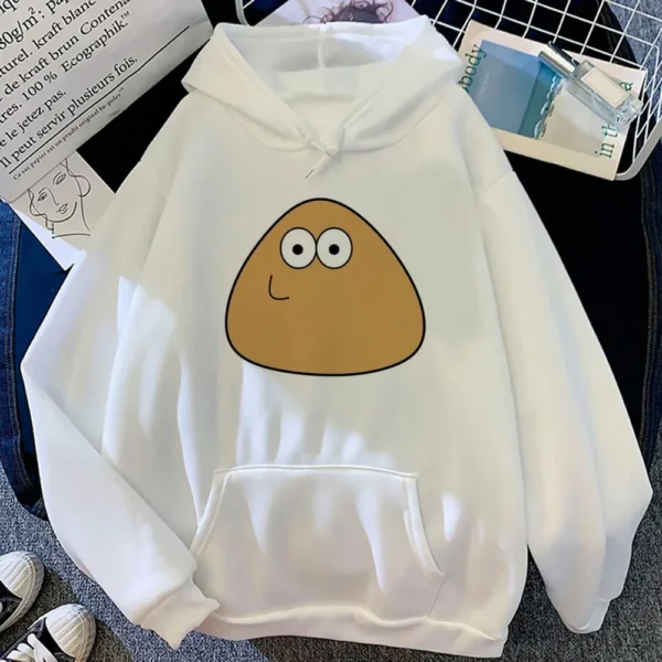Pou Hoodies Women Cartoon Hoodie Sweat Y2k Graphic Y2k Aesthetic Hooded Shirt Sweater Female Long Sleeve Top Hood - Image 4