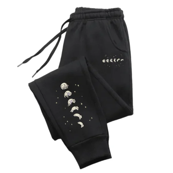 Playing Cats Cute Print Casual Versatile Women Pant Fashion Trendy Cartoon Trousers With Drawstring Pockets Sweatpants Female - Image 2
