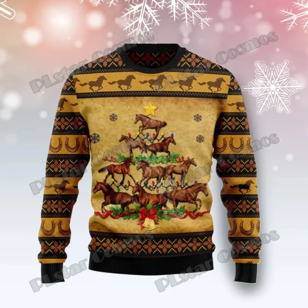 PLstar Cosmos Horse Christmas Tree 3D Printed Men's Ugly Christmas Sweater Winter Unisex Casual Warm Knitwear Pullover MY29 - Image 2