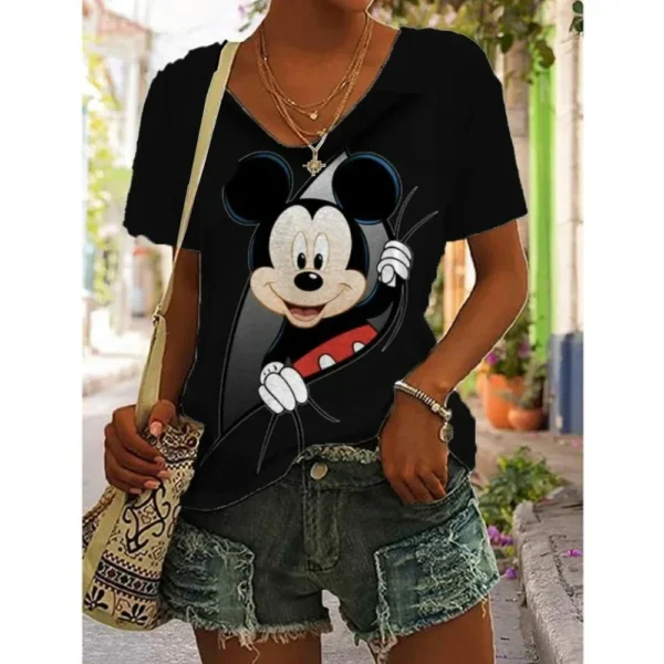 2024 Disney Mickey Mouse Minnie Mouse Women's T-shirts 3D Print Short Sleeve Summer T-Shirt for Women Tops Tees Female Clothing - Image 3