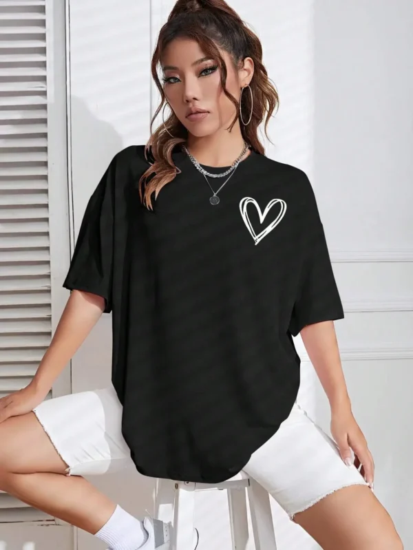 Simple Love Printed Womens Tshirts Summer Breathable Clothes Casual Fashion Short Sleeve Street Oversized All Match T-Shirts - Image 2