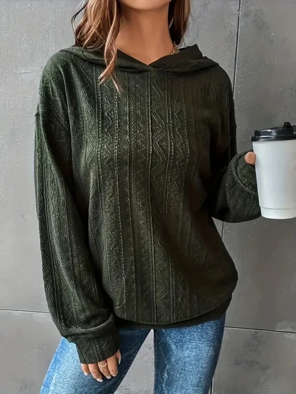 Plus Size 1XL-5XL Fashion Autumn Women's Casual Sweatshirt Solid Textured Long Sleeve Solid Color Hoodie - Image 2