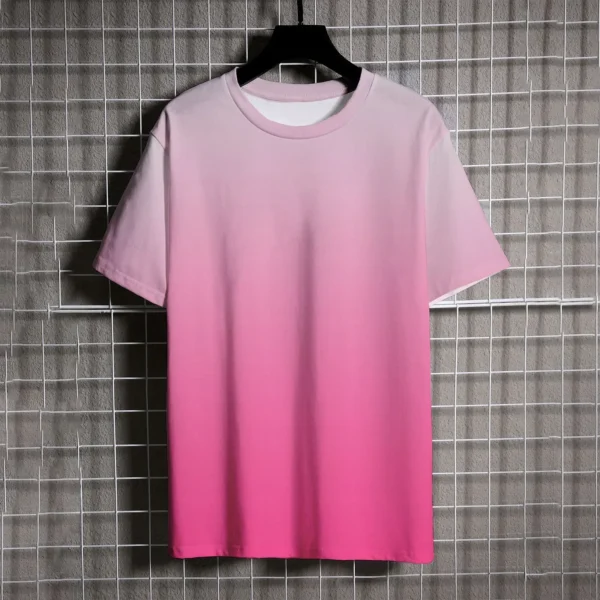 Casual Crew Neck Men's T-shirts Black and White Gradient Print Men's Short Sleeve Tee Tops Oversized T-shirt Tshirt Clothing Man - Image 6