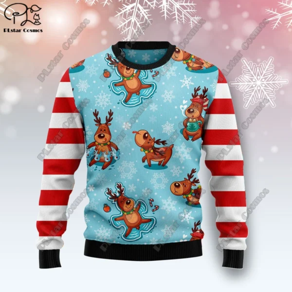 New 3D Printed Animal Custom Series Cute Christmas Pattern Ugly Sweater Street Casual Winter Sweatshirt S-11 - Image 4