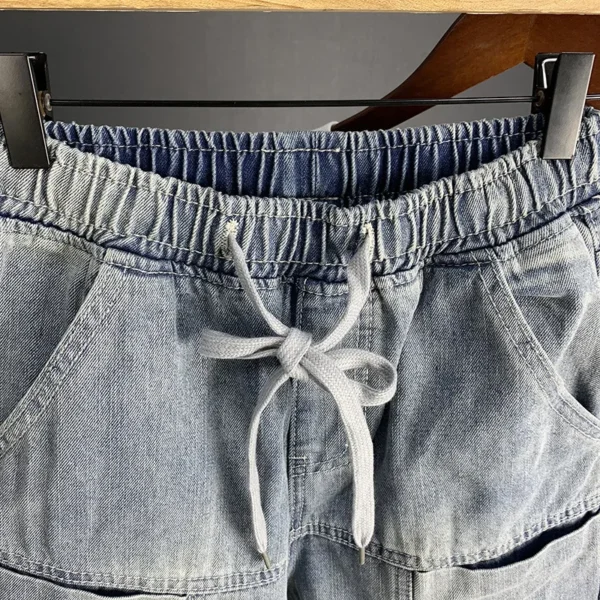 new Autumn Luxury streetwear Korean Harajuku Stretch Men's Slim Solid Denim Casual Pencil Pants baggy jeans cargo trousers men - Image 3