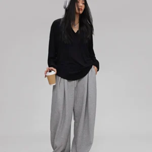 CBXLAB Street Dance Women's 2024 Grey Hip Hop Loose Dance Flowy Solid Color Sweatpants