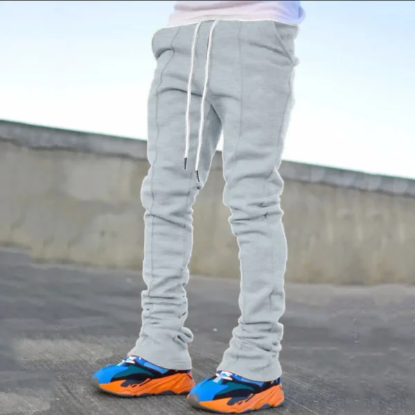 Casual Stretch Cargo Pants Slim Fit Elastic 2024 Men's Four Season Long Flared Tie Sports Trousers High Waist Y2k Pant 남자 여름바지 - Image 2