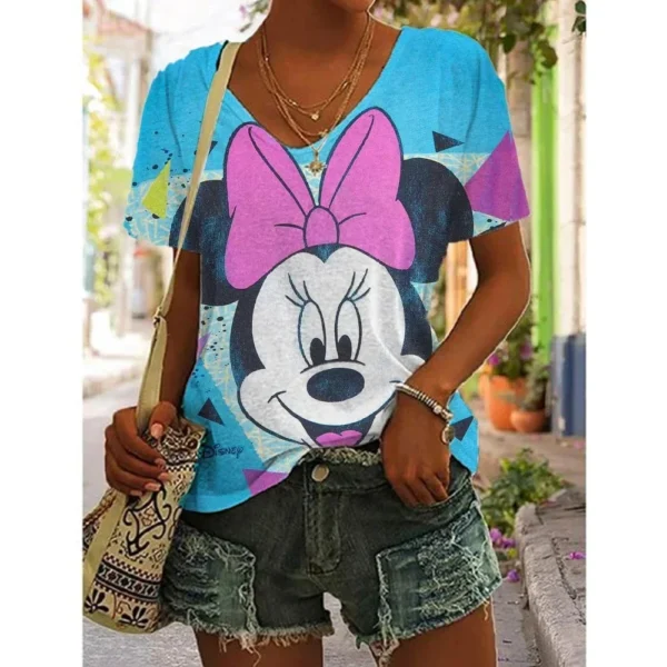 2024 Disney Mickey Mouse Minnie Mouse Women's T-shirts 3D Print Short Sleeve Summer T-Shirt for Women Tops Tees Female Clothing - Image 5