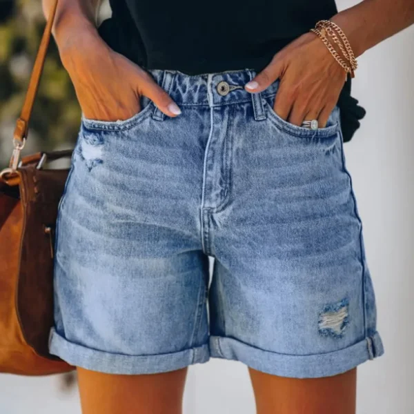 Summer Denim Shorts For Women Ripped Hole Pocket Shorts Y2k Jeans Short-Pants Fashion Clothes Pantalones Cortos Vaquero Mujer - Image 2