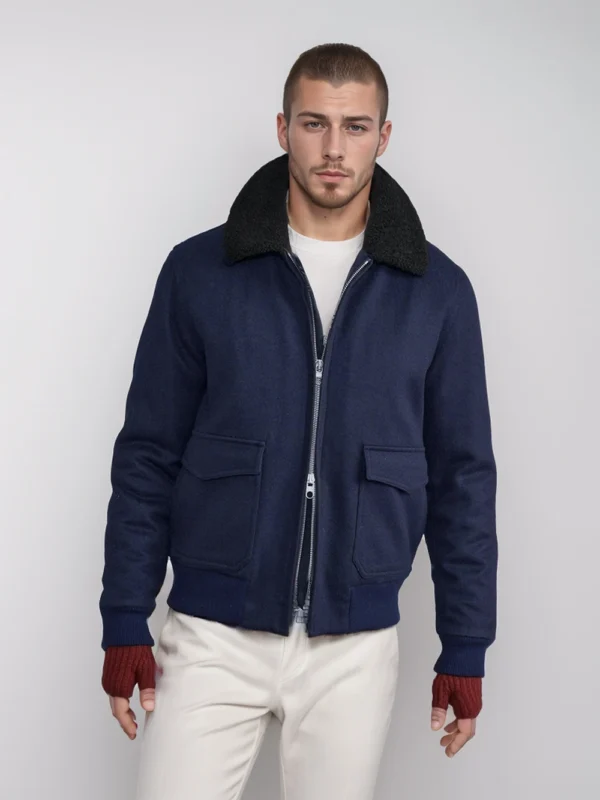 New men's woolen jacket casual Korean style fur collar men's autumn and winter trendy woolen coat jacket men's clothing - Image 5