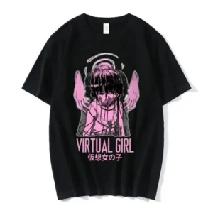 Anime Series Experiment Lane Pattern Fashion Printed T-Shirt Girls Cotton Sci-Fi Short Sleeve Fashion Plus Size T-Shirt Women's