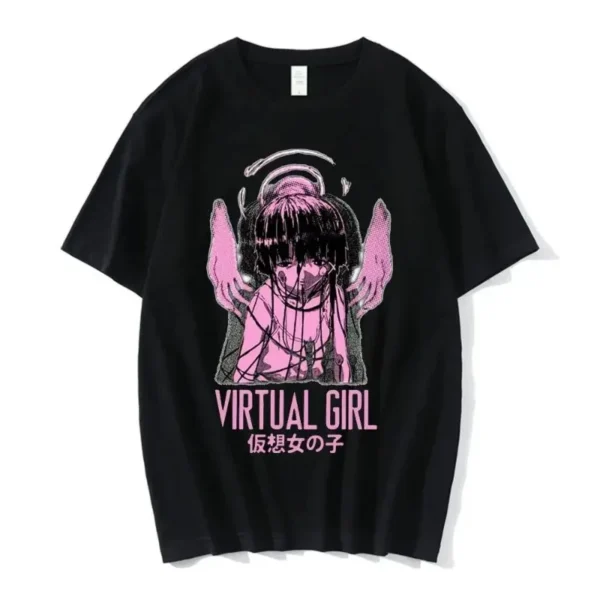 Anime Series Experiment Lane Pattern Fashion Printed T-Shirt Girls Cotton Sci-Fi Short Sleeve Fashion Plus Size T-Shirt Women's