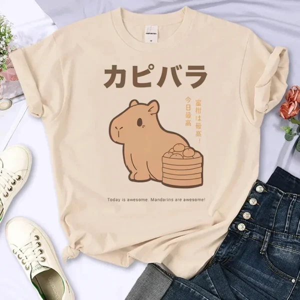 Capybara T Shirt Women Streetwear Comic Manga Top Japanese Clothes Women's T-shirt Fashion Casual Summer Top 2024 New Harajuku - Image 5