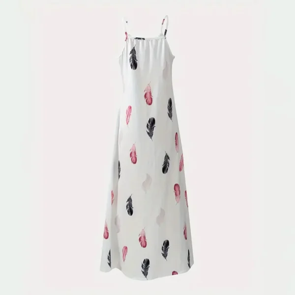 Summer Maxi Dress 2024 Retro Owl Print Suspender Dress Hawaiian Beach Resort Style Adjustable Button Sleeveless Backless Dresses - Image 3