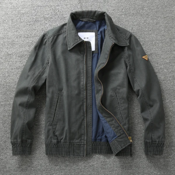 Men's business casual lapel coat vintage American fall and winter trend Slim cargo jacket blouse middle-aged men's clothing - Image 6