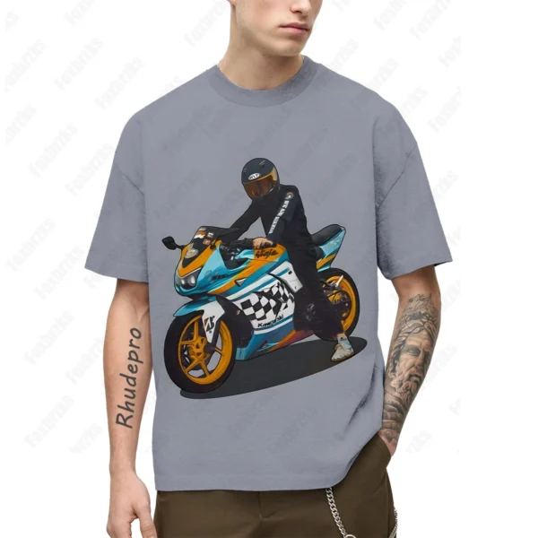 2024 New Versatile Kawasakis Motorcycle Short-sleeved T-shirt Pure Casual Cycling Clothing Summer Racing Half-sleeve - Image 2