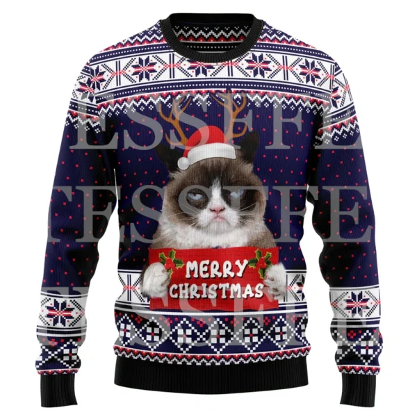 Halloween Dog Cat Bear Cotton Christmas Knitted Ugly Sweater Vintage Winter Pullover Retro Long Sleeve 3DPrint Casual Harajuku 2 - Image 6