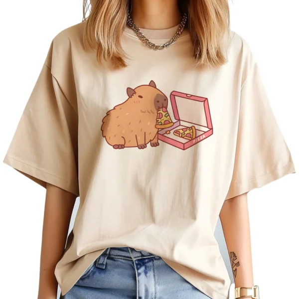 Capybara t-shirts women designer top girl harajuku manga clothing - Image 4
