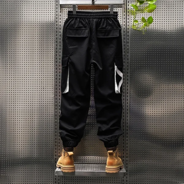 Spring/Summer Quick Drying Pants Ice Silk Nine point Work Pants Youth Men's Casual Pants Multi Pocket Drawstring Cargo Pants - Image 2