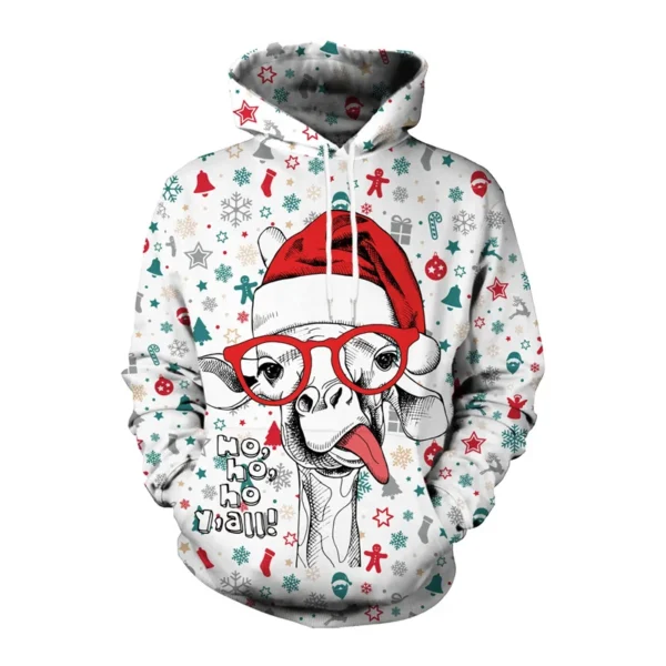 Funny Christmas Gifts 3D Printed Hoodies For Men Clothes Fashion Elk Sock Santa Claus Graphic Sweatshirts Casual Tracksuit Tops - Image 2