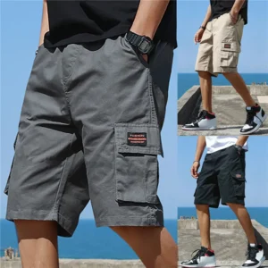 Summer Men's Shorts Casual Cargo Pants Letter Pocket Printed Straight Pants Sweatpants Male Outdoor Sports Running Clothing
