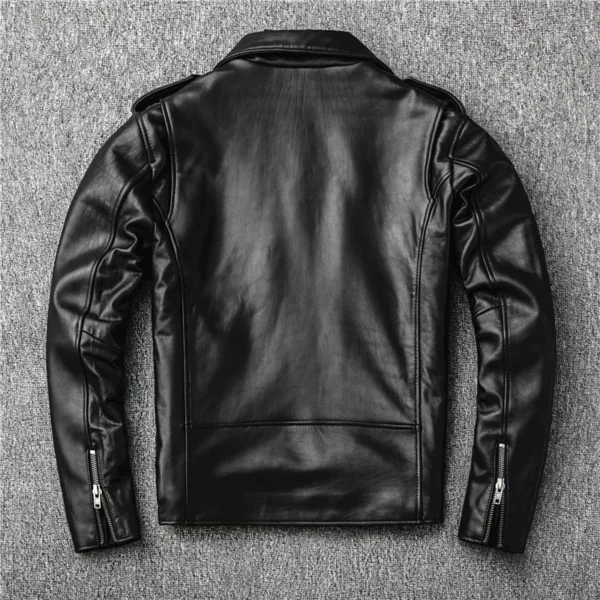 Classical Perfecto Jacket Motorcycle leather Jacket Men 100% Natural Sheepskin Men Black Genuine Leather Coat Slim Moto Jacket - Image 2
