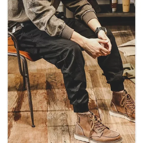 Autumn Winter Male Oversized Loose Casual Fashion Cargo Pants Homme Midi Waist Pockets Patchwork Pencil Trousers Men's Clothing - Image 4