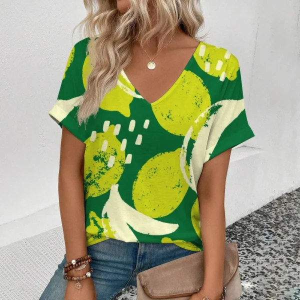 Summer Funny Fruit 3D Print T-shirt Women Streetwear Casual T Shirts Y2k Tops Woman Harajuku V-Neck Tees Oversized Clothing - Image 4