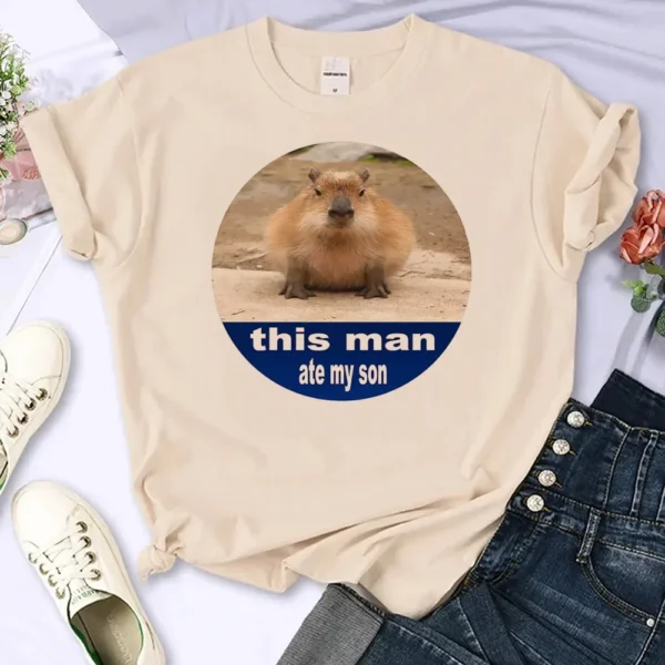 Capybara T Shirt Women Streetwear Comic Manga Top Japanese Clothes Women's T-shirt Fashion Casual Summer Top 2024 New Harajuku - Image 4