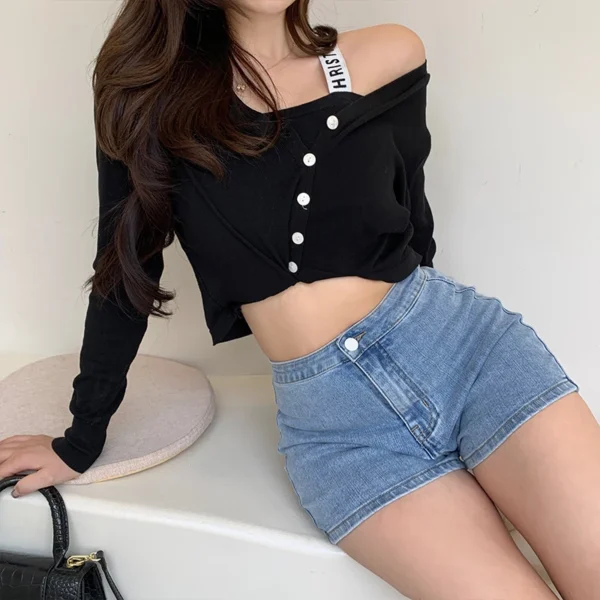 New Jeans Womens Shorts Summer Denim Shorts Fashion Versatile Hot Girl High Waist Peach Butt Shorts Booty Shorts Sexy Girl - Image 3