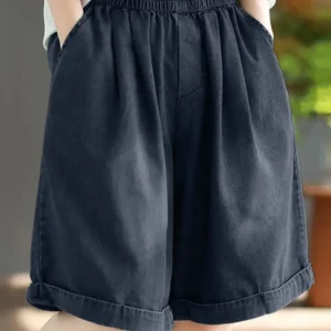 ZANZEA Casual Loose Elastic Waist Shorts Women 2024 Fashion Denim Solid Wide Leg Short Pants Summer Leisure Daily Jeans Trousers