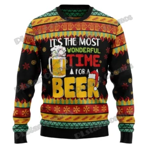 PLstar Cosmos Christmas Beer Season 3D Printed Men's Ugly Christmas Sweater Winter Unisex Casual Warm Knitwear Pullover MY20