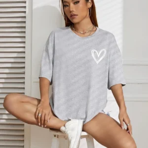 Simple Love Printed Womens Tshirts Summer Breathable Clothes Casual Fashion Short Sleeve Street Oversized All Match T-Shirts