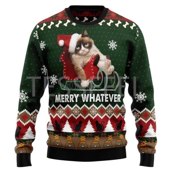 Cosplay Christmas Ugly Sweater Cartoon Dog Cat Santa Claus Tattoo Long Sleeves 3DPrint Autumn Winter Pullover Harajuku Casual 15 - Image 4