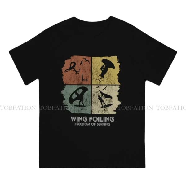 Wing Foiling Retro Vintage Newest TShirts Skysurfing Sky Surfing Extreme Sports Men Style Fabric Tops T Shirt O Neck  - Image 2