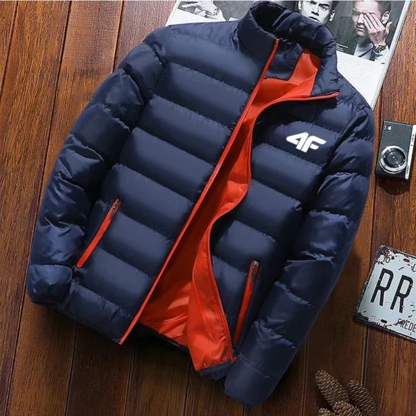 Men's casual jacket, waterproof windbreaker, zippered warm solid color, large size, autumn and winter - Image 4