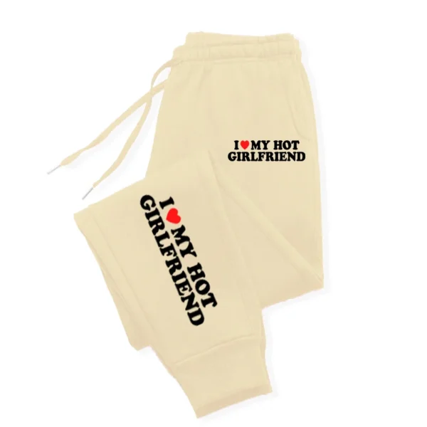 I Love My Hot Girlfriend Printed Women Sweatpant Trendy Street Trousers Drawstring Pocket Trousers Warm Pocket Trousers - Image 2