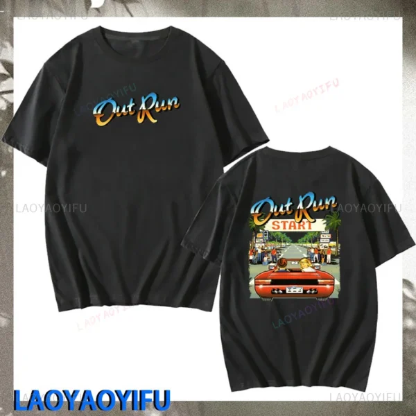 Japanese Arcade Racing Video Game Out Run T Shirt Men Cotton Short Sleeve Vintage 80s Console Gaming T-shirt OutRun Tshirt - Image 5
