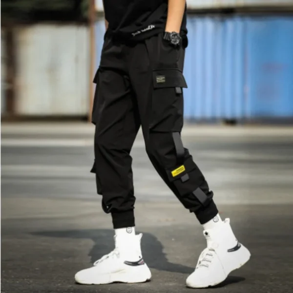 2024 Spring Autumn New Men's Korean Fashion Multi-pocket Loose Ins Nine-minute Drawstring Leg Work Pants Casual Daily Sweatpants - Image 3