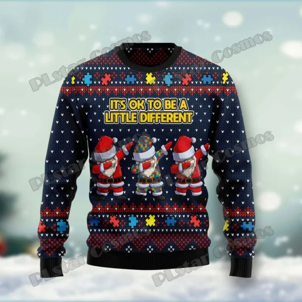 Hippie Santa Claus Peace And Love 3D Printed Men's Ugly Christmas Sweater Winter Warm Unisex Casual Knit Pullover Sweater MY02 - Image 2
