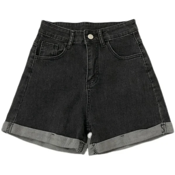 New Summer Women Wide Leg Classic High Waist Black Denim Shorts Casual Female Solid Color White Blue Loose Jeans Shorts - Image 5
