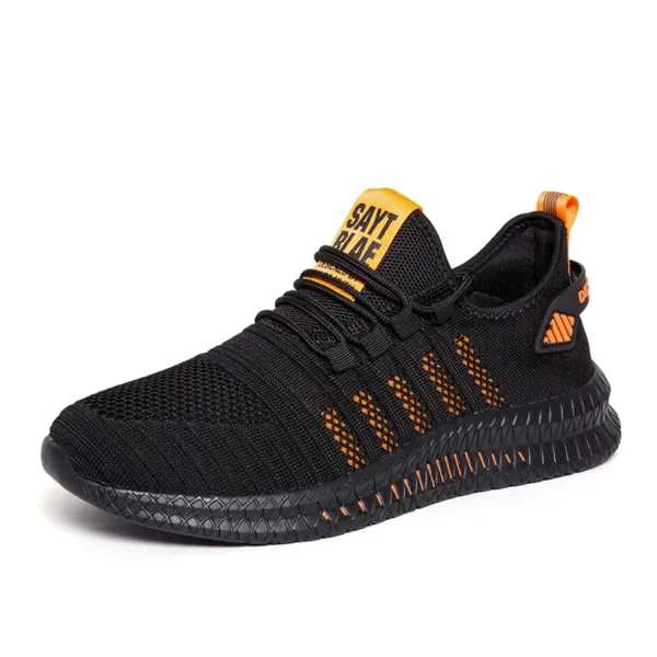 Men's sneakers lace-up flying woven through casual shoes vulcanized lightweight flat comfortable running shoes plus size 48 - Image 4