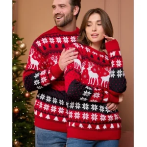Christmas Casual Loose Knitwear Sweaters Couples Outfits O-Neck Sweater Top Holiday Party Sweatshirts Winter 2023
