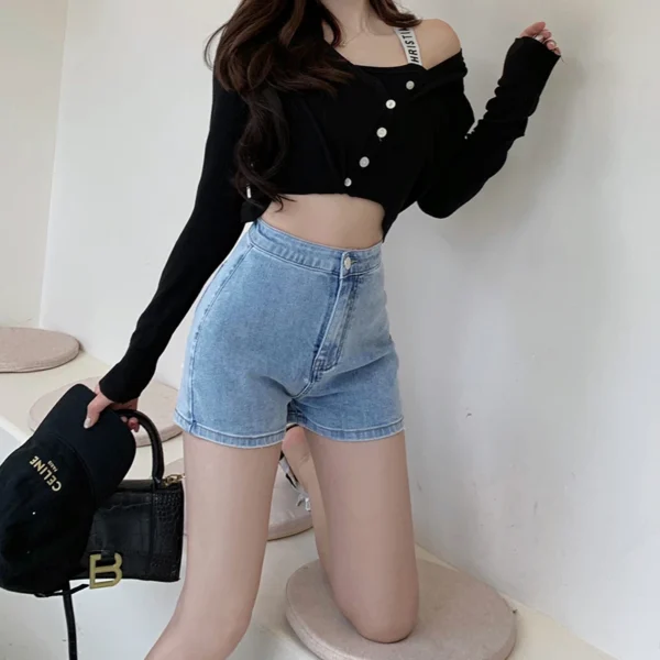 New Jeans Womens Shorts Summer Denim Shorts Fashion Versatile Hot Girl High Waist Peach Butt Shorts Booty Shorts Sexy Girl - Image 4
