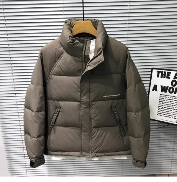 Fall Winter Solid Color Stand up Collar Men's White Duck Down Jacket Trendy Atmospheric Thickened Warm Down Jacket Streetwear - Image 2