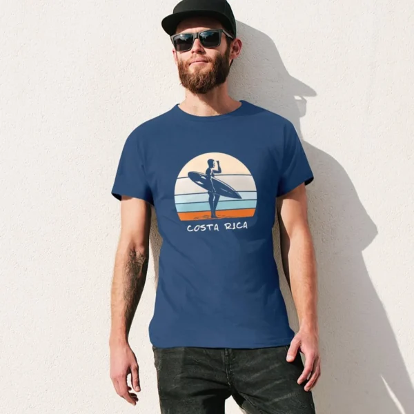 Costa Rica Summer Surf, Beach Surfing Paradis Vintage Retro Style, CR Surfer T-Shirt - Image 3