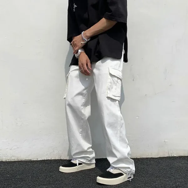 New Cargo Pants Men's Loose Straight Oversize Clothing Solid Grey Versatile Work Wear Black Joggers Cotton Casual Male Trousers - Image 2