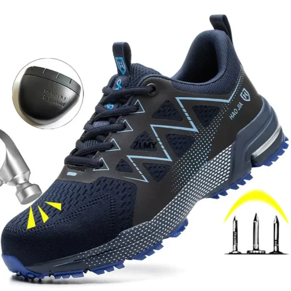 Anti-stab Safety Shoes Men Steel Toe Sneakers Puncture Proof Breathable Work Safety Boots Man Comfy Construction Work Shoes Male - Image 2