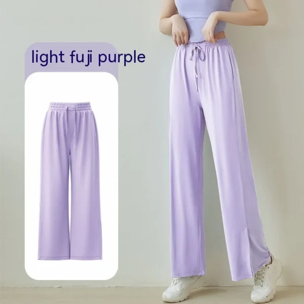 Summer Ice Feeling Casual UV Protection Draped Slim Quick Dry Sweatpants Breathable Thin Section Open Wide Leg Sun Pants - Image 6